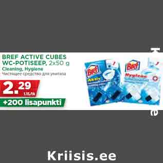 Allahindlus - BREF ACTIVE CUBES WC-POTISEEP, 2x50 g Cleaning, Hygiene