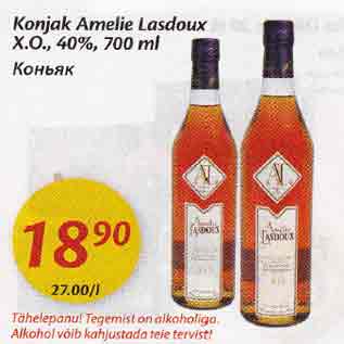 Allahindlus - Konjak Amelie Lasdoux X.O., 40%, 700 ml