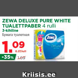 Allahindlus - ZEWA DELUXE PURE WHITE TUALETTPABER