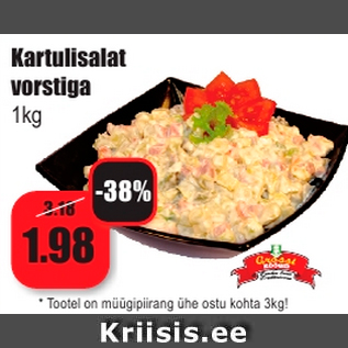 Allahindlus - Kartulisalat vorstiga 1kg