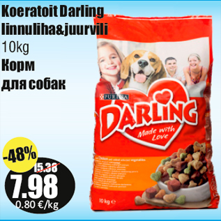 Allahindlus - Koeratoit Darling linnuliha&juurvili 10kg