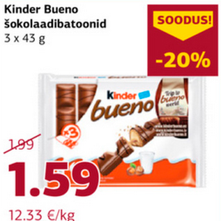 Allahindlus - Kinder Bueno šokolaadibatoonid