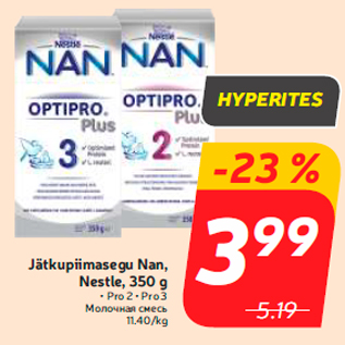 Allahindlus - Jätkupiimasegu Nan, Nestle, 350 g