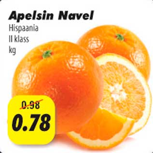 Allahindlus - Apelsin Navel Hispaania II klass kg