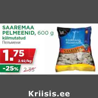 Allahindlus - SAAREMAA PELMEENID, 600 g külmutatud