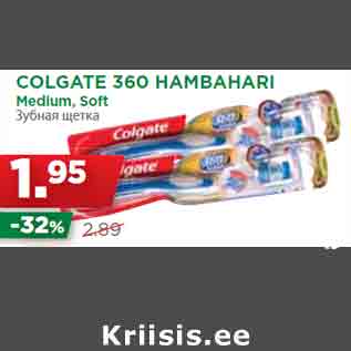 Allahindlus - COLGATE 360 HAMBAHARI Medium, Soft