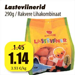 Allahindlus - Lasteviinerid 290g / Rakvere Lihakombinaat