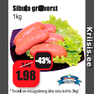 Allahindlus - Sibula grillvorst 1 kg