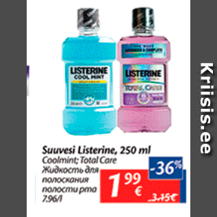 Allahindlus - Suuvesi Listerine, 250 ml