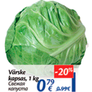 Allahindlus - Värske kapsas, 1 kg