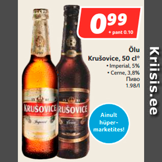 Allahindlus - Õlu Krušovice, 50 cl*