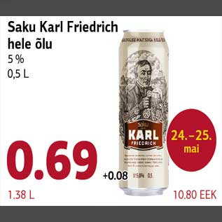 Allahindlus - Saku Karl Friedrich hele õlu 5 % 0,5 L