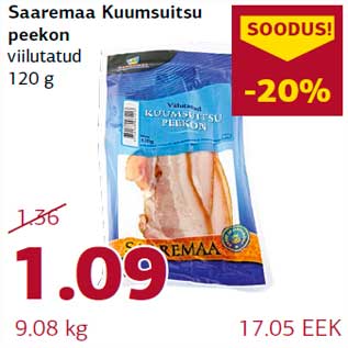 Allahindlus - Saaremaa Kuumsuitsu peekon viilutatud 120 g