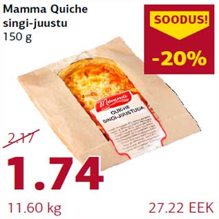 Allahindlus - Mamma Quiche singi-juustu 150 g