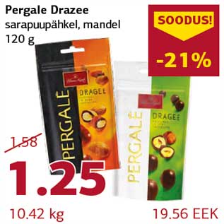 Allahindlus - Pergale Drazee sarapuupähkel, mandel 120 g