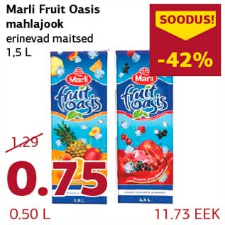 Allahindlus - Marli Fruit Oasis mahlajook erinevad maitsed 1,5 L