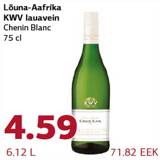 Allahindlus - Lõuna-Aafrika KWV lauavein Chenin Blanc 75 cl