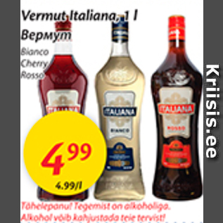 Allahindlus - Vermut Italiana, 1 l