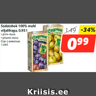 Allahindlus - Sadotshok 100% mahl viljalihaga, 0,95 l