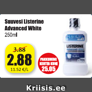 Allahindlus - Suuvesi Listerine Advanced White 250 ml