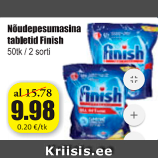 Allahindlus - Nõudepesumasina tabletid Finish