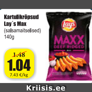 Allahindlus - Kartulikrõpsud Lay´s Max