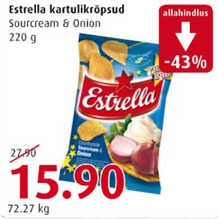 Allahindlus - Estrella kartulikrõpsud Sourcream&Onion