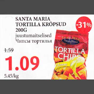 Allahindlus - SANTA MARIA_ TORTILLA KRÕPSUD 200G juustumaitselised