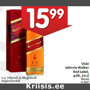 Allahindlus - Viski Johnnie Walker Red Label,