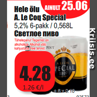 Allahindlus - Hele õlu A. Le Coq Special