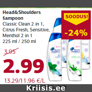 Allahindlus - Head&Shoulders šampoon