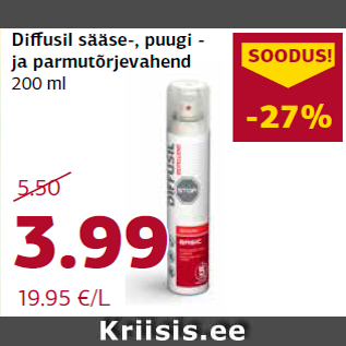 Allahindlus - Diffusil sääse-, puugi - ja parmutõrjevahend 200 ml