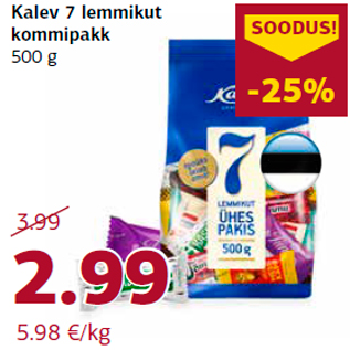 Allahindlus - Kalev 7 lemmikut kommipakk 500 g