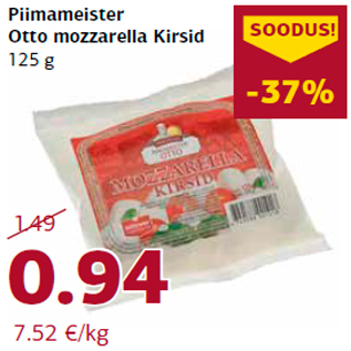 Allahindlus - Piimameister Otto mozzarella Kirsid 125 g