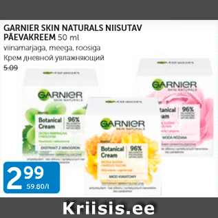 Allahindlus - GARNIER SKIN NATURALS NIISUTAV PÄEVAKREEM 50 ML