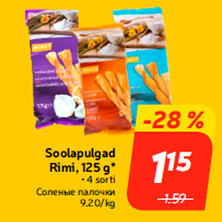 Allahindlus - Soolapulgad Rimi, 125 g*