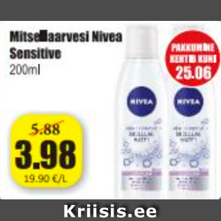 Allahindlus - Mitsellaarvesi Nivea Sensitive 200 ml