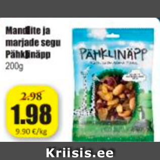 Allahindlus - Mandlite ja marjade segu Pähklinäpp 200 g