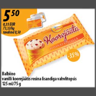 Allahindlus - Balbiino vanilli koorejäätis rosina lisandiga vahvlitopsis