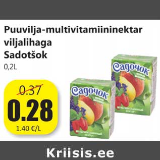 Allahindlus - Puuvilja-multivitamiininektar viljalihaga Sadotšok