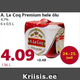 Allahindlus - A. Le Coq Premium hele õlu