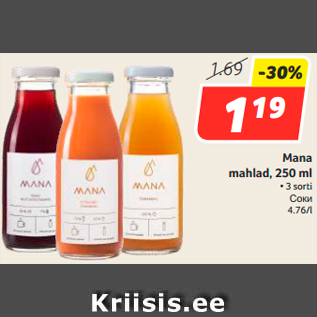 Allahindlus - Mana mahlad, 250 ml