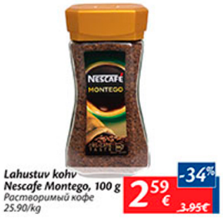 Allahindlus - Lahustuv kohv Nescafe Montego, 100 g