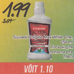 Allahindlus - Suuvesi Colgate Max White One, 250 ml