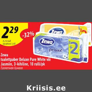 Allahindlus - Zewa tualettpaber Deluxe Pure White või Jasmiin