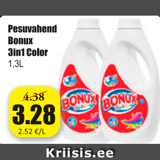 Allahindlus - Pesuvahend Bonux 3in1 Color 1,3 L