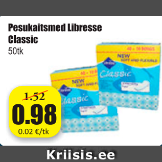 Allahindlus - Pesukaitsmed Libresse Classic 50 tk