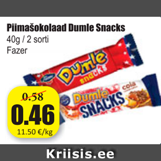 Allahindlus - Piimašokolaad Dumle Snacks