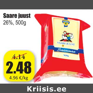 Allahindlus - Saare juust 26%, 500g