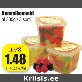 Allahindlus - Kummikommid al 300g / 3 sorti